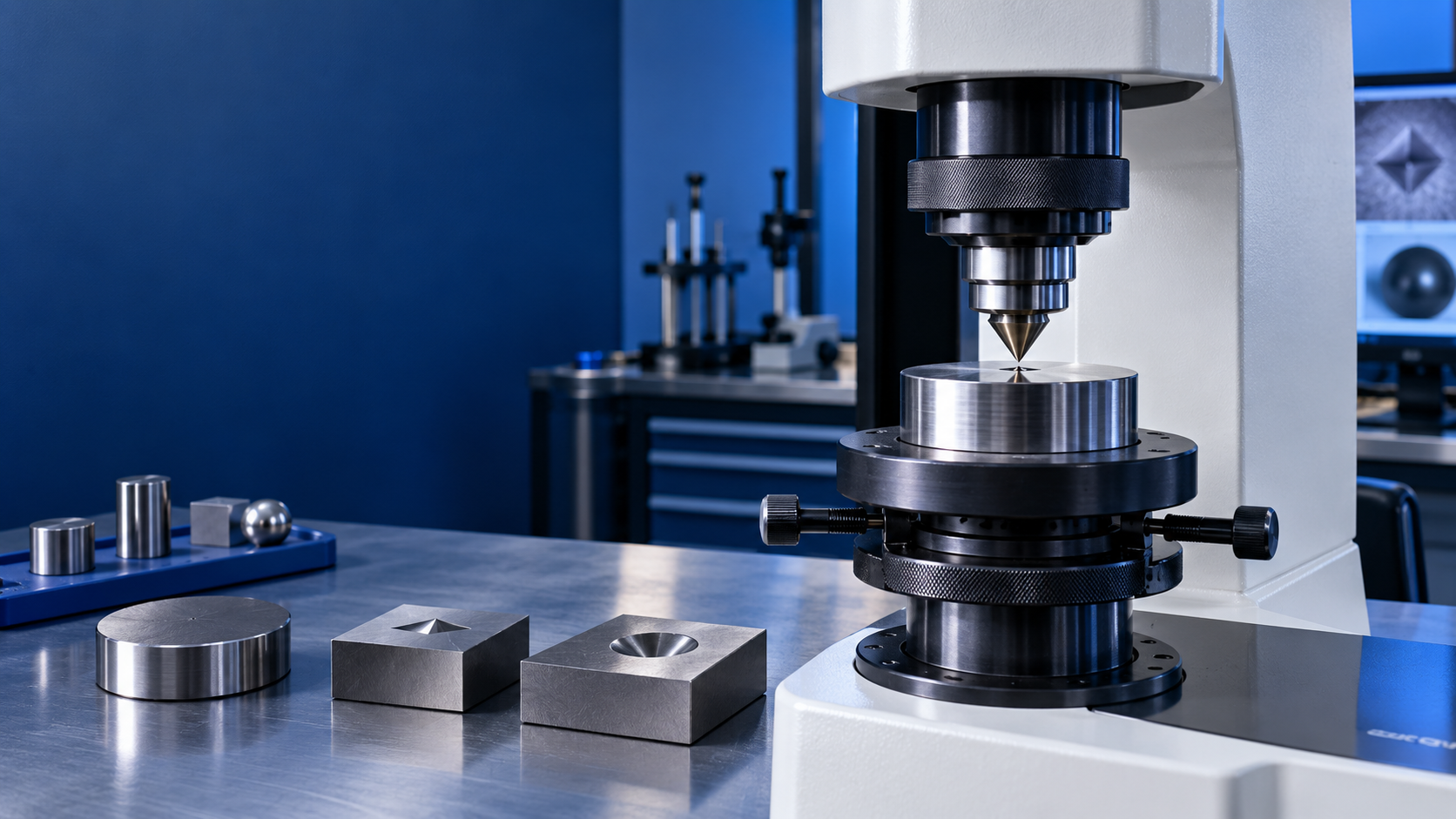 Hardness tester calibration for Rockwell Vickers and Brinell